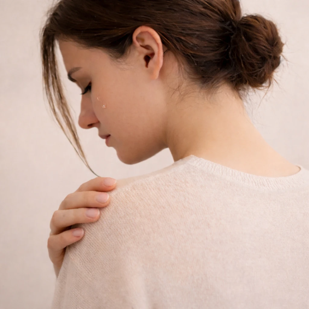 Femme de profil avec une larme sur la joue, illustration de la blessure émotionnelle, du traumatisme et du chemin vers l’apaisement